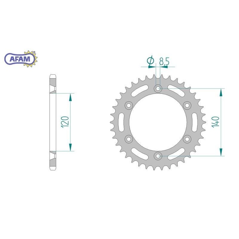 AFAM Zębatka tylna stalowa do łańcucha 520 kod 10316-38