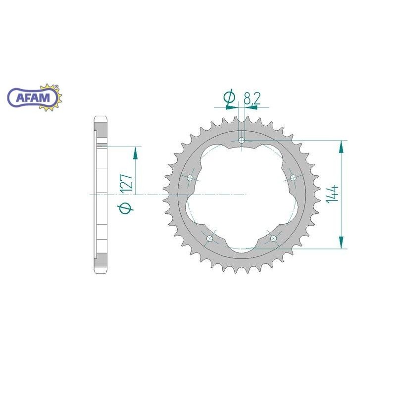 AFAM Zębatka tylna aluminiowa do łańcucha 525 kod 51608-37