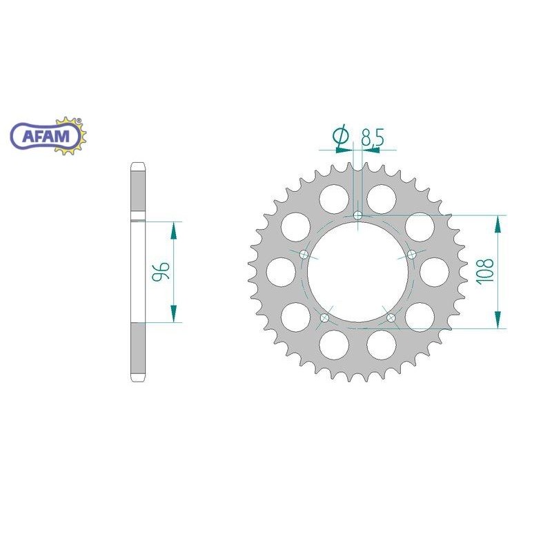 AFAM Zębatka tylna stalowa do łańcucha 520 kod 35202-44