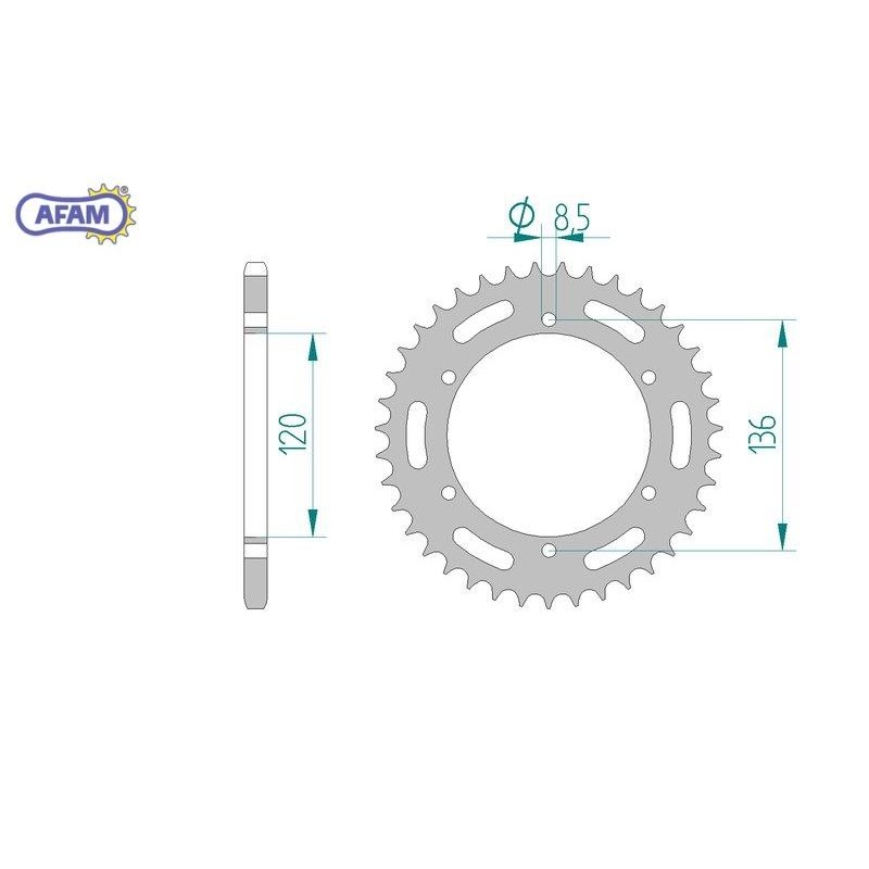 AFAM Zębatka tylna stalowa do łańcucha 520 kod 12304-37