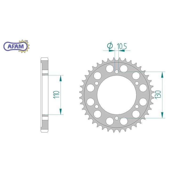 AFAM Zębatka tylna aluminiowa do łańcucha 530 kod 13813-45