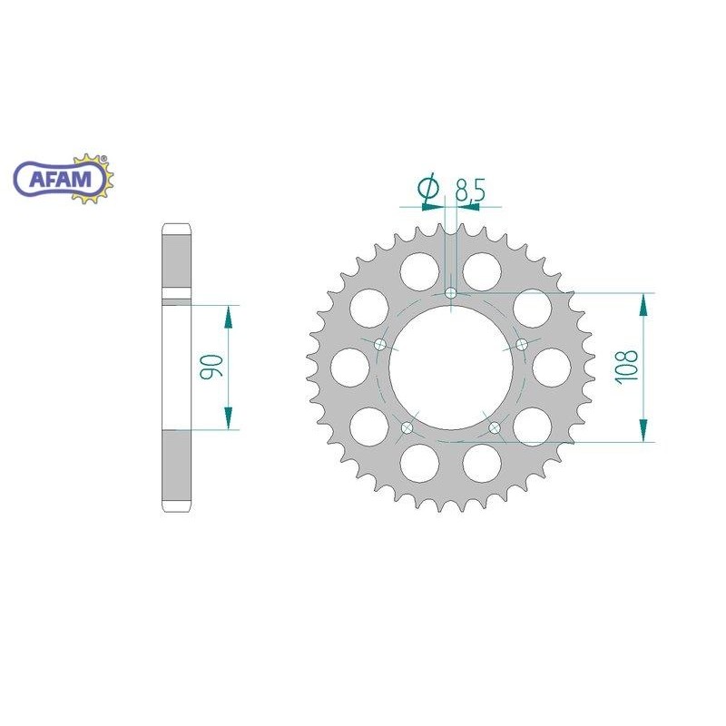 AFAM Zębatka tylna aluminiowa do łańcucha 530 kod 51600-38