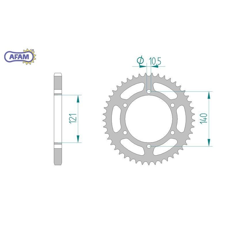 AFAM Zębatka tylna stalowa do łańcucha 525 kod 44501-45