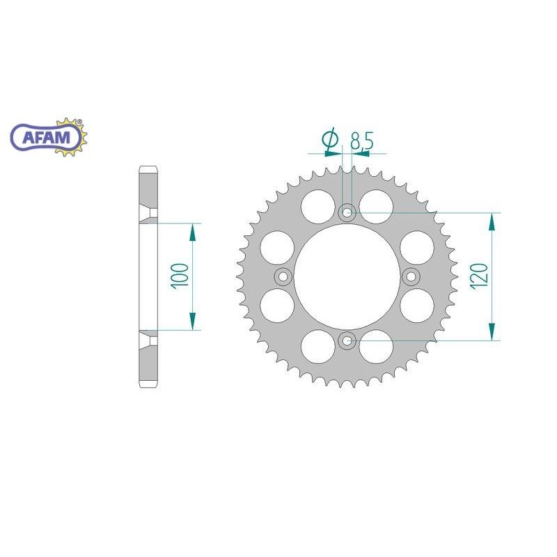 AFAM Zębatka tylna aluminiowa do łańcucha 428 kod 15104N-49