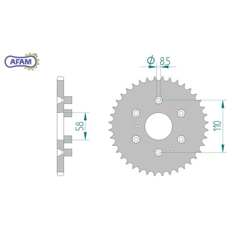AFAM Zębatka tylna stalowa do łańcucha 520 kod 35206-40