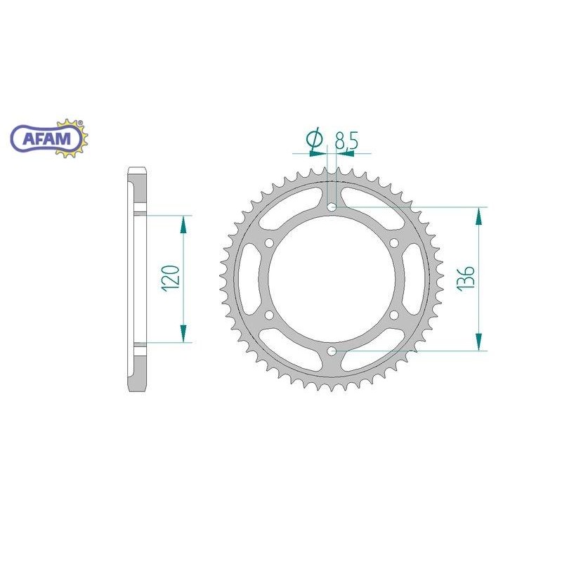 AFAM Zębatka tylna stalowa do łańcucha 428 kod 12313-55