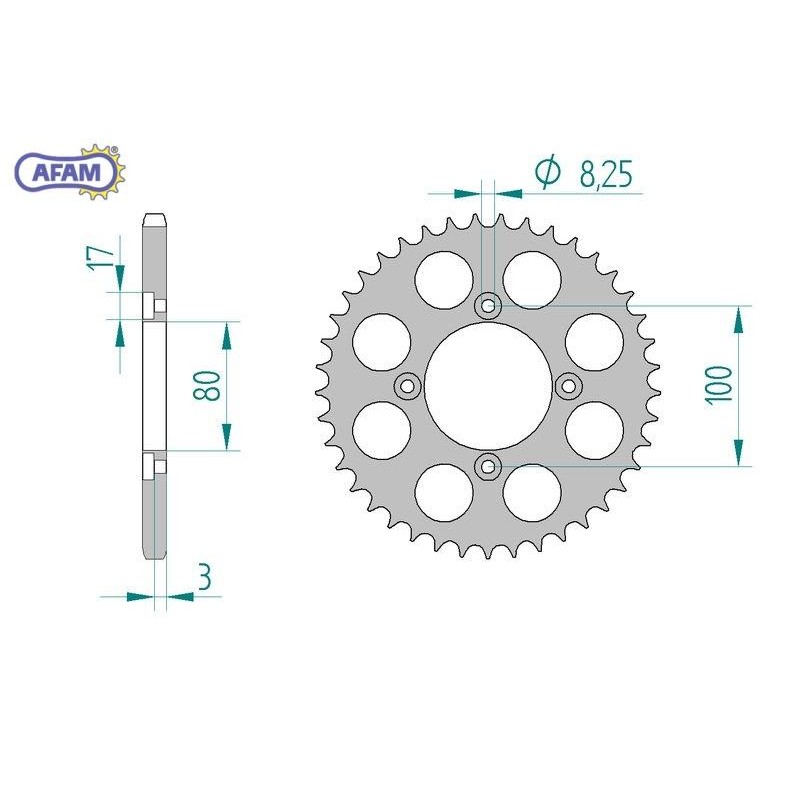 AFAM Zębatka tylna aluminiowa do łańcucha 520 kod 93320-43