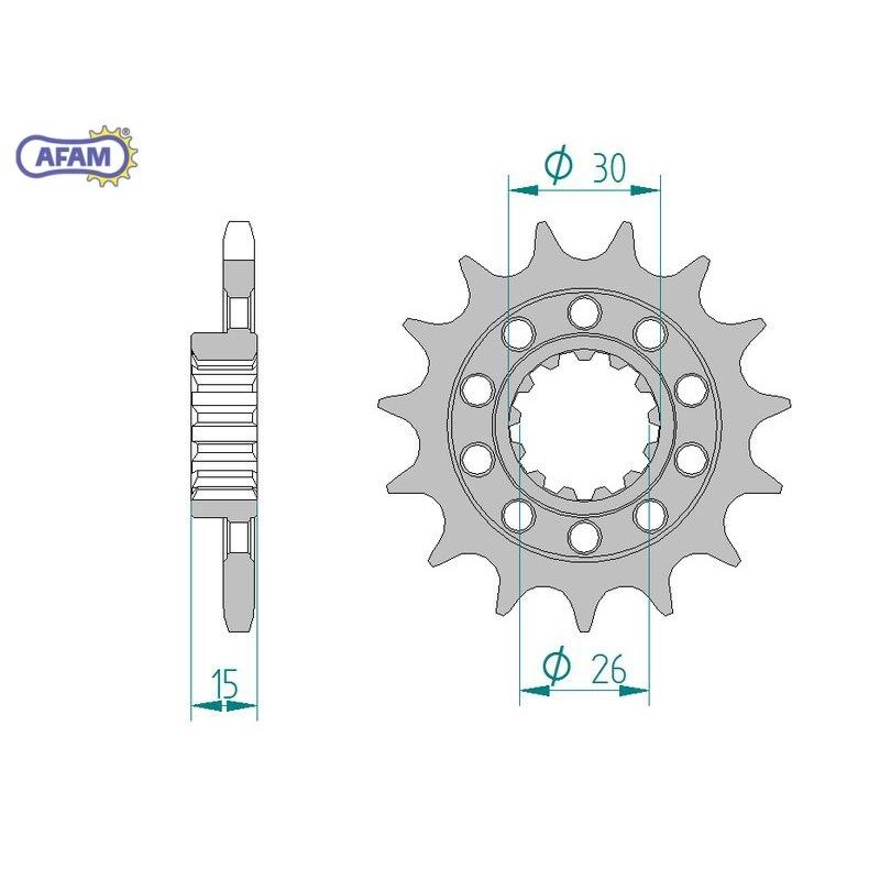 AFAM Zębatka przednia do łańcucha 525 kod 166800-15