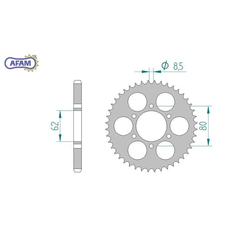 AFAM Zębatka tylna aluminiowa do łańcucha 428 kod 13208-51