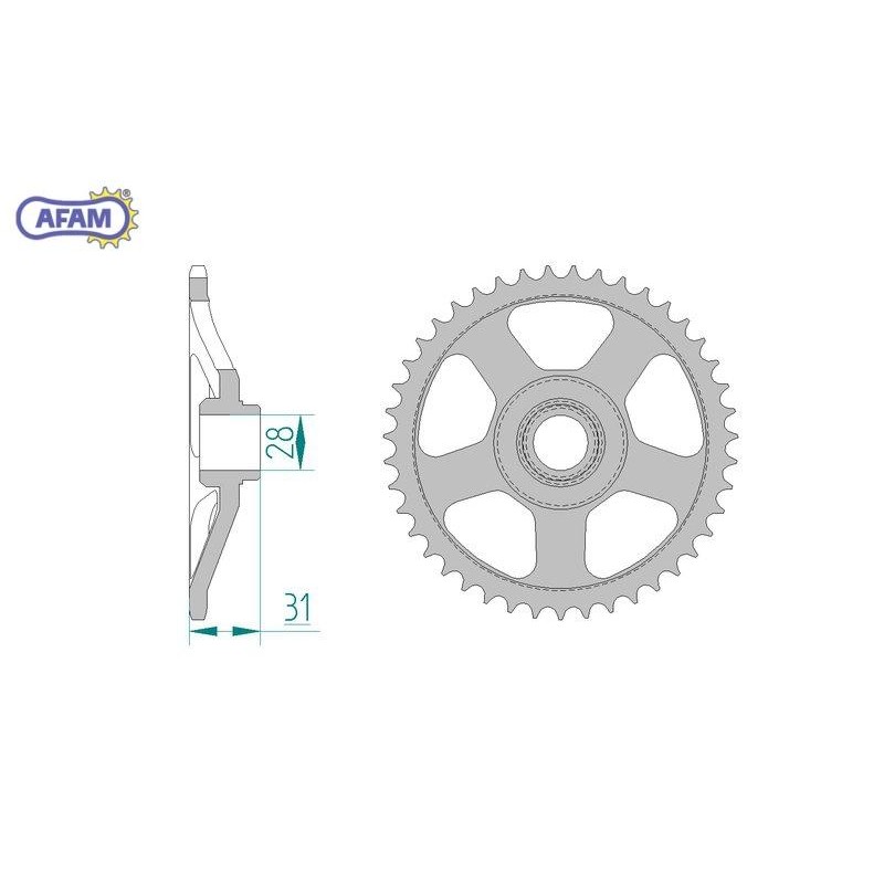 AFAM Zębatka tylna stalowa do łańcucha 415 kod 35100-43