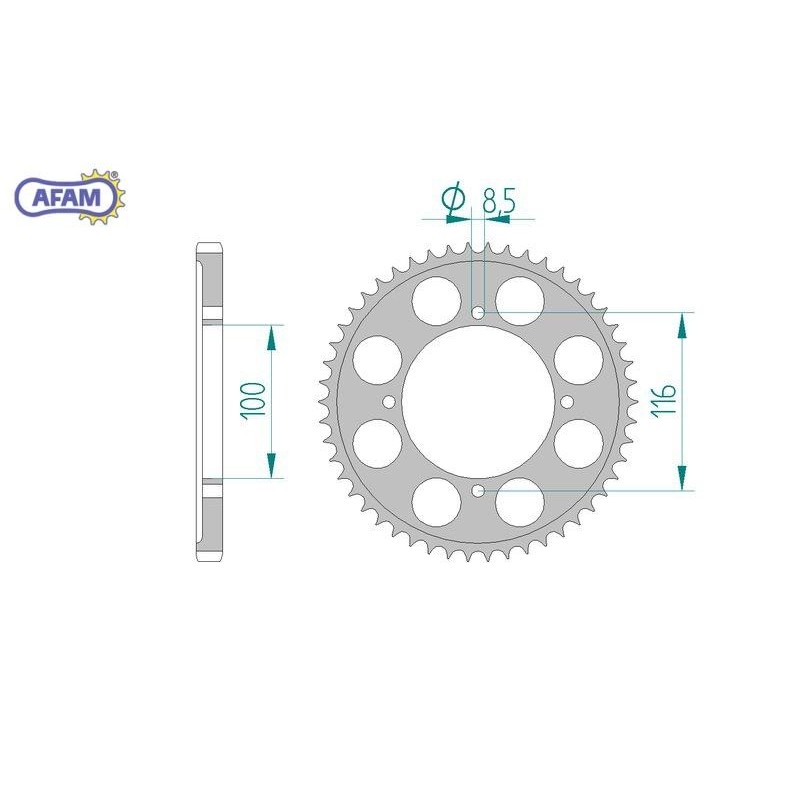 AFAM Zębatka tylna aluminiowa do łańcucha 428 S/C kod 17105+50