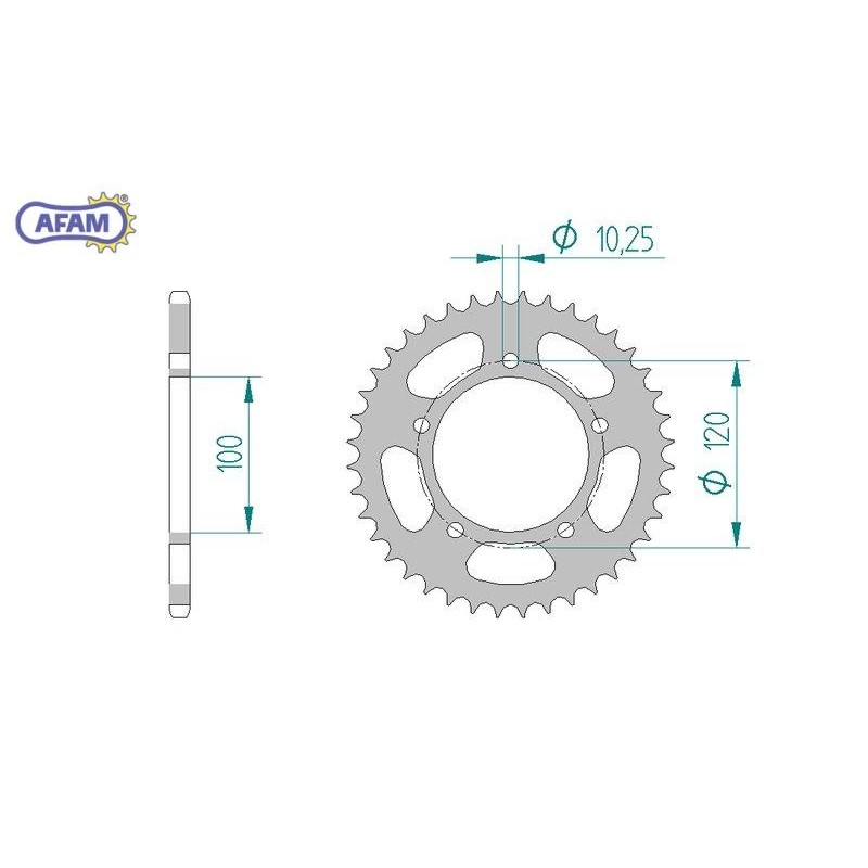 AFAM Zębatka tylna stalowa do łańcucha 520 kod 35801-44