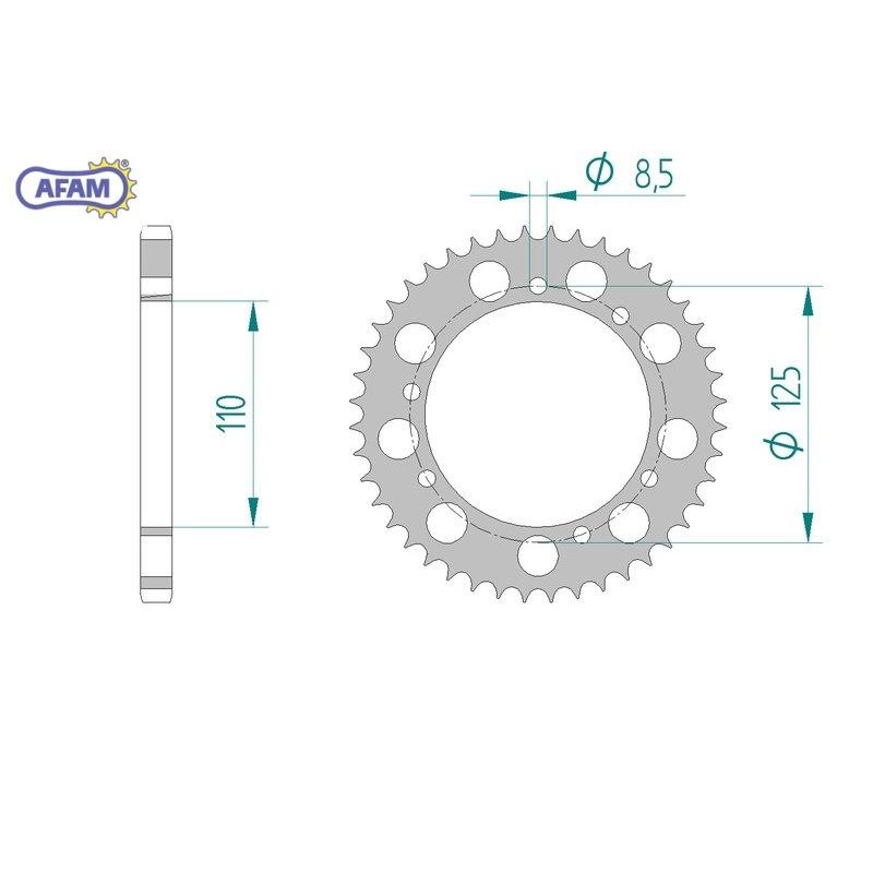 AFAM Zębatka tylna stalowa do łańcucha 428 kod 59104-56