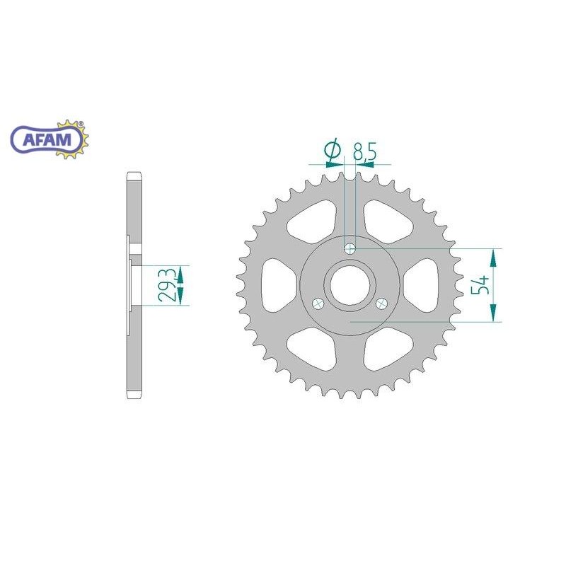 AFAM Zębatka tylna stalowa do łańcucha 420 kod 10109-35