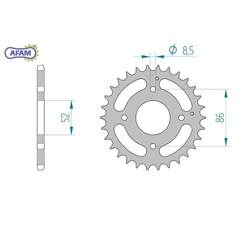 AFAM Zębatka tylna stalowa do łańcucha 520 kod 74100-30