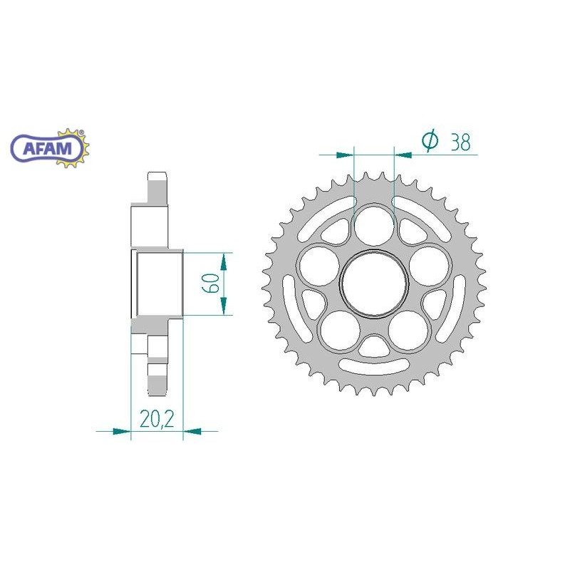 AFAM Zębatka tylna stalowa do łańcucha 525 kod 50800-42