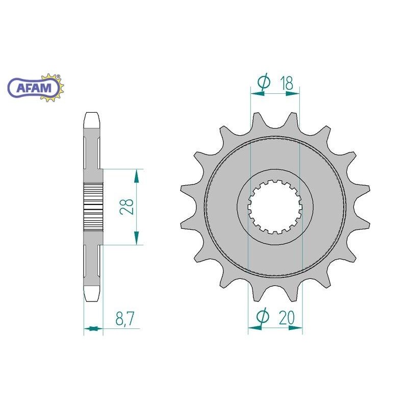 AFAM Zębatka przednia do łańcucha 428 kod 73100-14