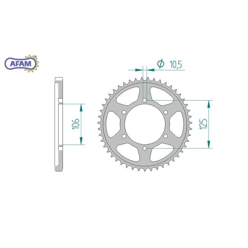 AFAM Zębatka tylna stalowa do łańcucha 525 kod 86605-47
