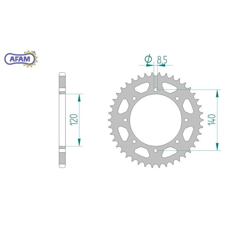 AFAM Zębatka tylna stalowa do łańcucha 520 kod 16600-42